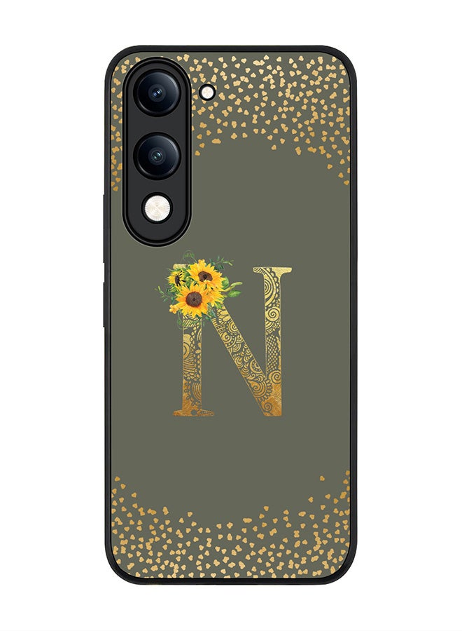 Stylizedd For vivo Y04 / Y29t 5G Case,Slim fit Camera Protection, Shockproof Thin Phone cover  - Custom Floral Monogram - N  (Olive Green ) - Image 1